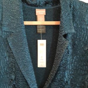 NWT Chicos size 0 Travelers teal blazer